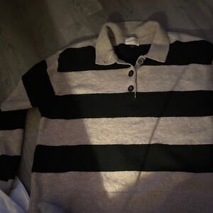 Universal Thread V-Neck Sweater with Black and Tan Stripes